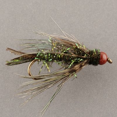 BROWN BEAD NVO CADDIS Pupa Green thumbnail